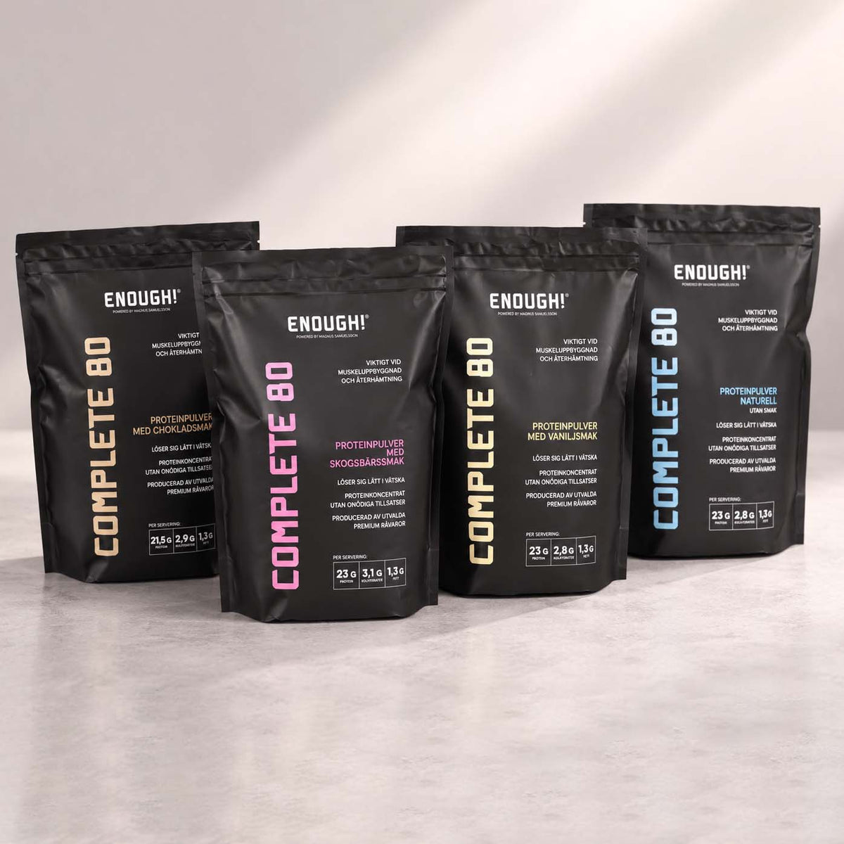 Enough Complete 80 Choklad, Naturell, Vanilj och Skogsbär