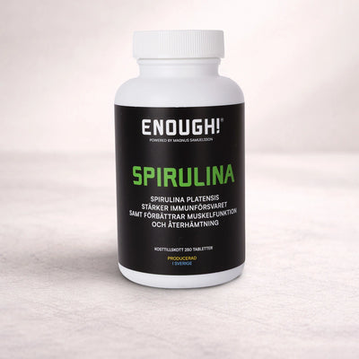 Burk med Spirulinatabletter från Enough